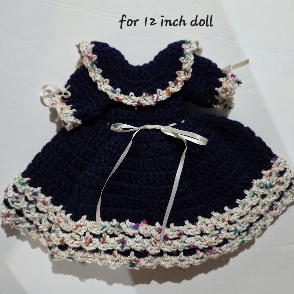 Charming Navy Doll Dress with Colorful Trim